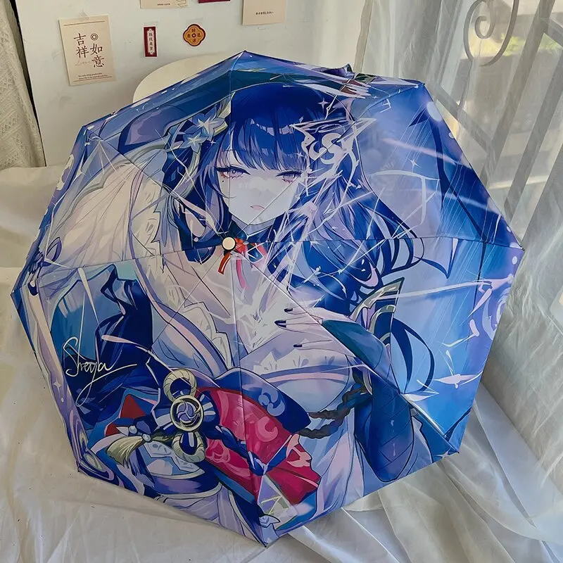 Cartoon  Animal Umbrella Waifu Genshin Impact Children Cartoon Umbrella Automatic Rain and Sunny Dual purpose Folding  Umbrella