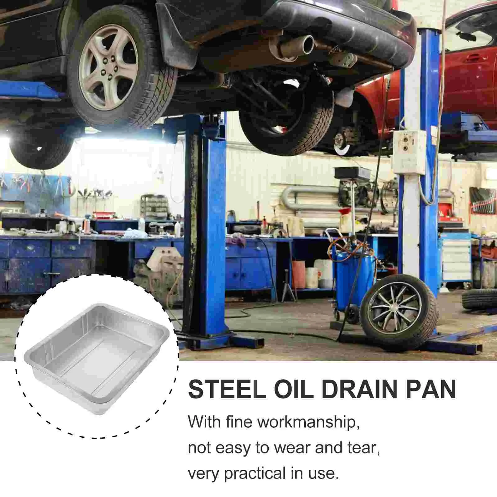 Oil Pan Drain Car Waste Tray Drip Engine Automotive Metal Changing Tank Tools Holder Collector Steel Draining Transmission Cars