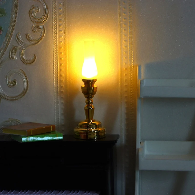 Miniature LED Lamp Dollhouse 1:12 Dollhouse Miniature LED Lamp Table Lamp With Switch For Doll House Living Room Home Decor