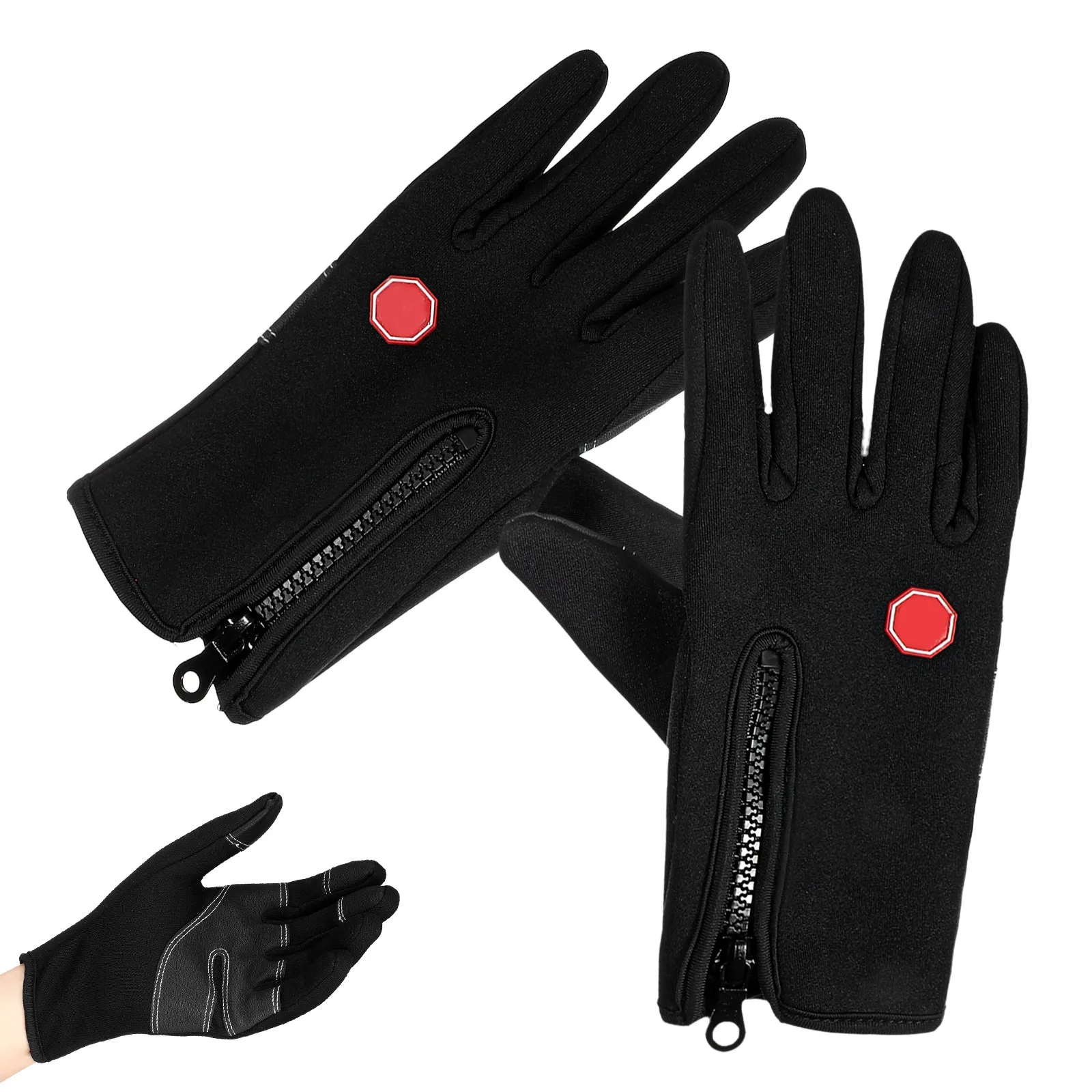 

1 пара теплых перчаток на флисовой подкладке для мужчин, зимние неопреновые термоперчатки для бега, вождения, с сенсорным экраном, для занятий спортом на открытом воздухе, для работы, нескользящие, эластичные