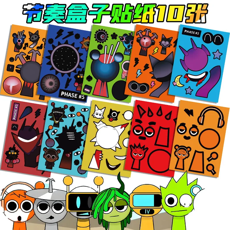 Sprunki Collage Aufkleber Set Kinder Cartoon Eltern-Kind-Interaktion Spielzeug Puzzle pädagogische Aufkleber Gesicht Collagen Aufkleber Geschenk