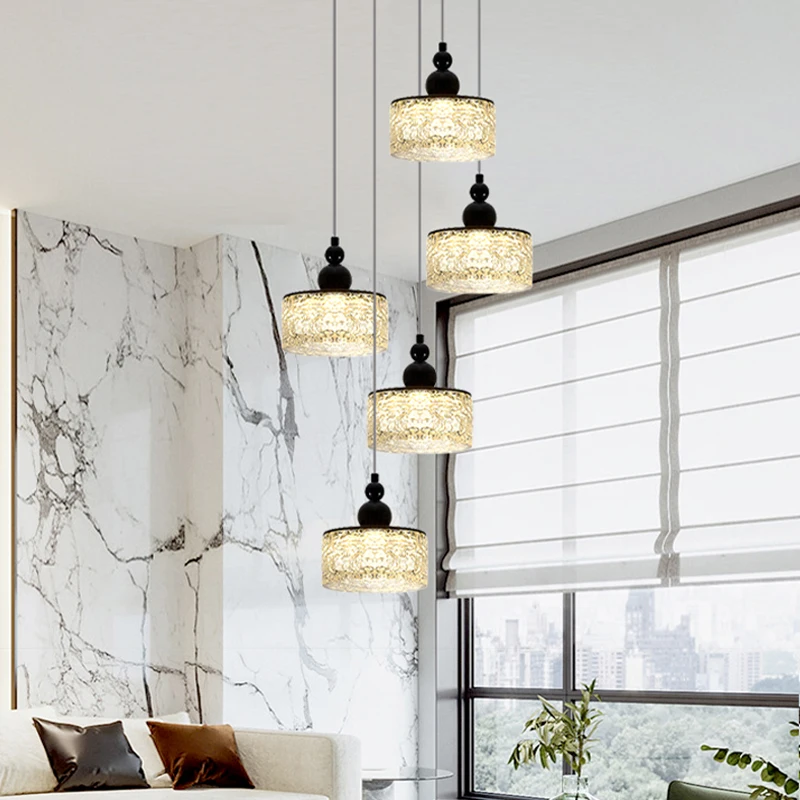 Modern Designer Black Ceiling Glass Pendant Lights LED Small Hanging Lamps for Room Decor Home Stair Lustre Dining Room