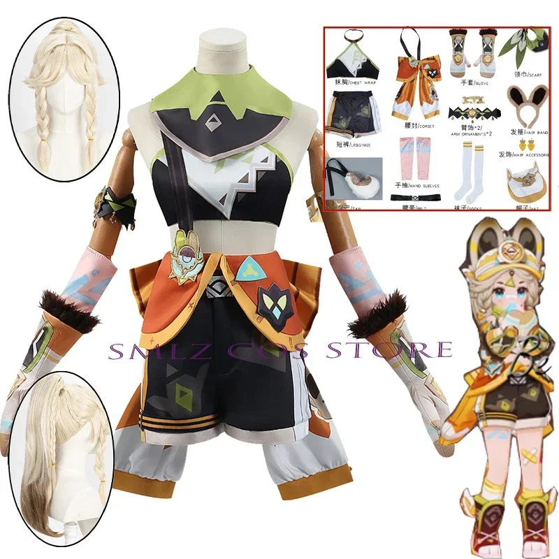 Kachina Cosplay Game Genshin Impact Costume Kachina Cosplay Wig Outfit Costume Full Set Anime Role Play Prop Woman Girl