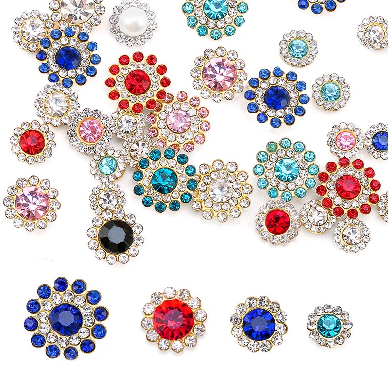 8mm-14mm Sonnenblumen Nähen Klaue Strass Kristalle Glas Perlen Knöpfe Steine Nähen Auf Strass für Kleidung Nähen Zubehör