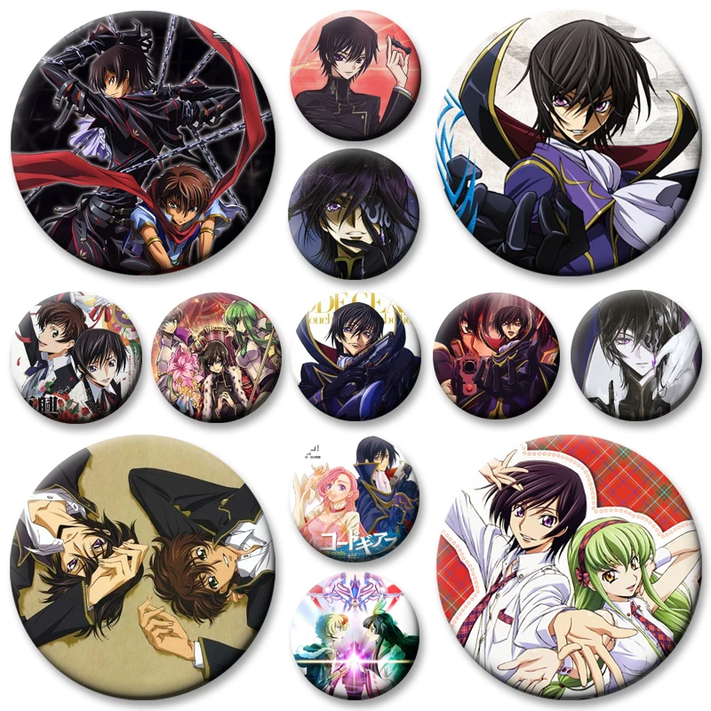 Broches redondos Anime Code Geass Pins Accesorios de moda C.C. Insignia de dibujos animados de Lelouch Lamperouge para regalos de decoración de mochila