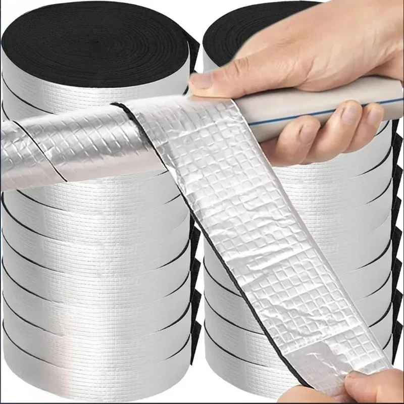 Aluminum Foil Pipe Insulation Tape Self Adhesive Fire Retardant for Outdoor Winter Freeze Protection Hot Cold Water Pipe Wrap
