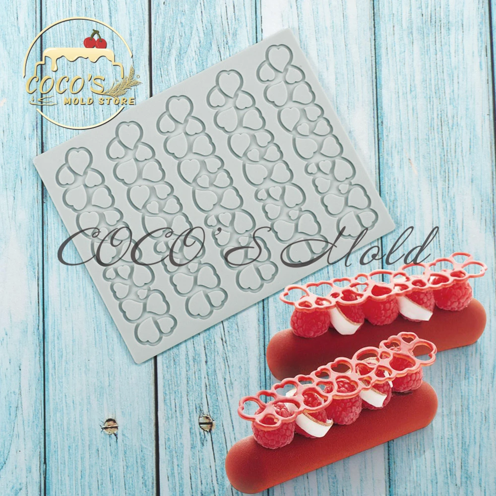 Dessert Decorating Sugar Craft Silicone Pad Long Circle Pattern Fondant Cake Mousse Mould Chocolate Lace Mat Pastry Baking Tools