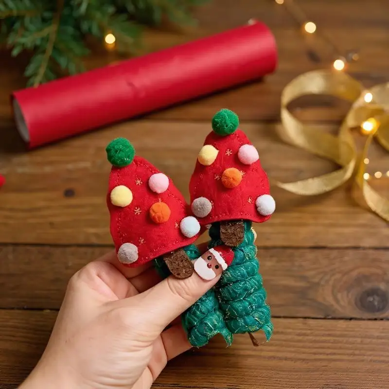 1/2PCS Christmas Spiral Hair Ties For Women | Elastic Hair Ties Snowflake Colorful Christmas Glove Candy Cane Charm | Holidy Gif