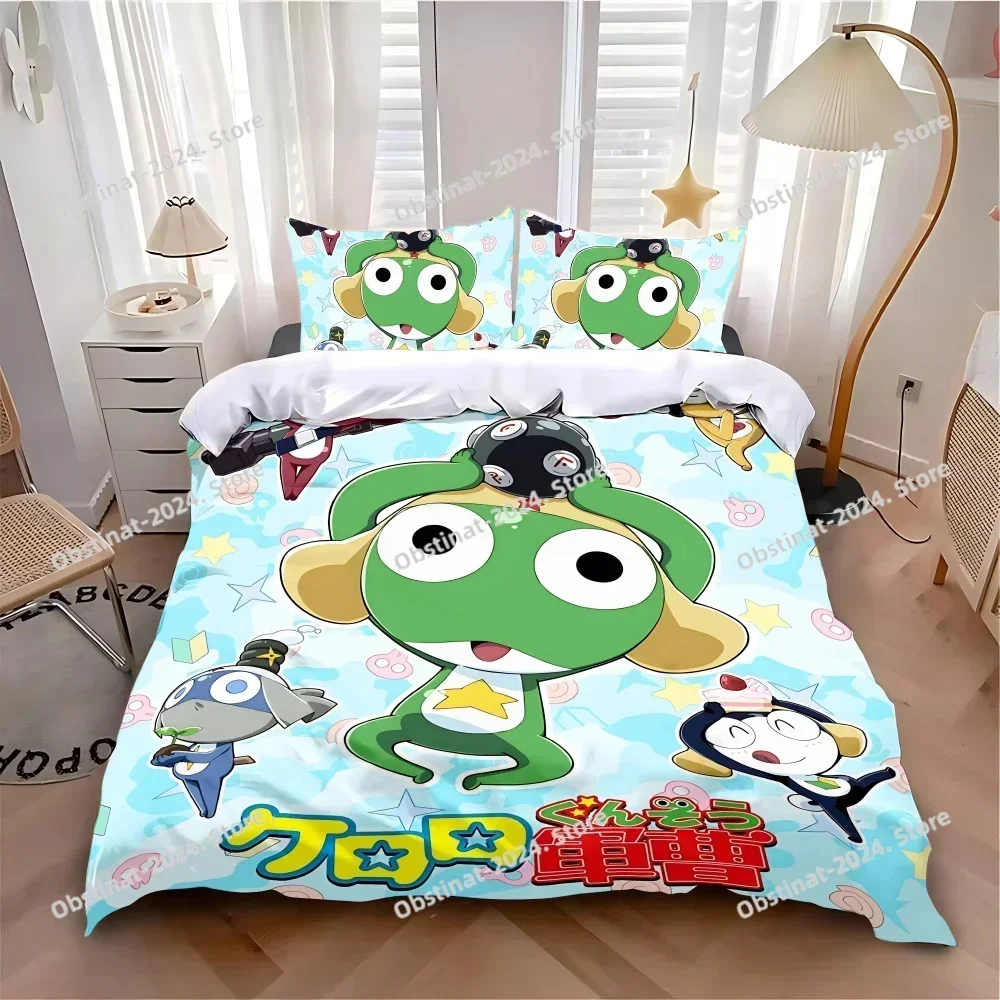 Hot K-Keroroes G-Gunsous Bedding Set Printed single Comforter Quilt Bed Cover Duvet Cover Pillow Case 3 Pieces Kids Adult Size