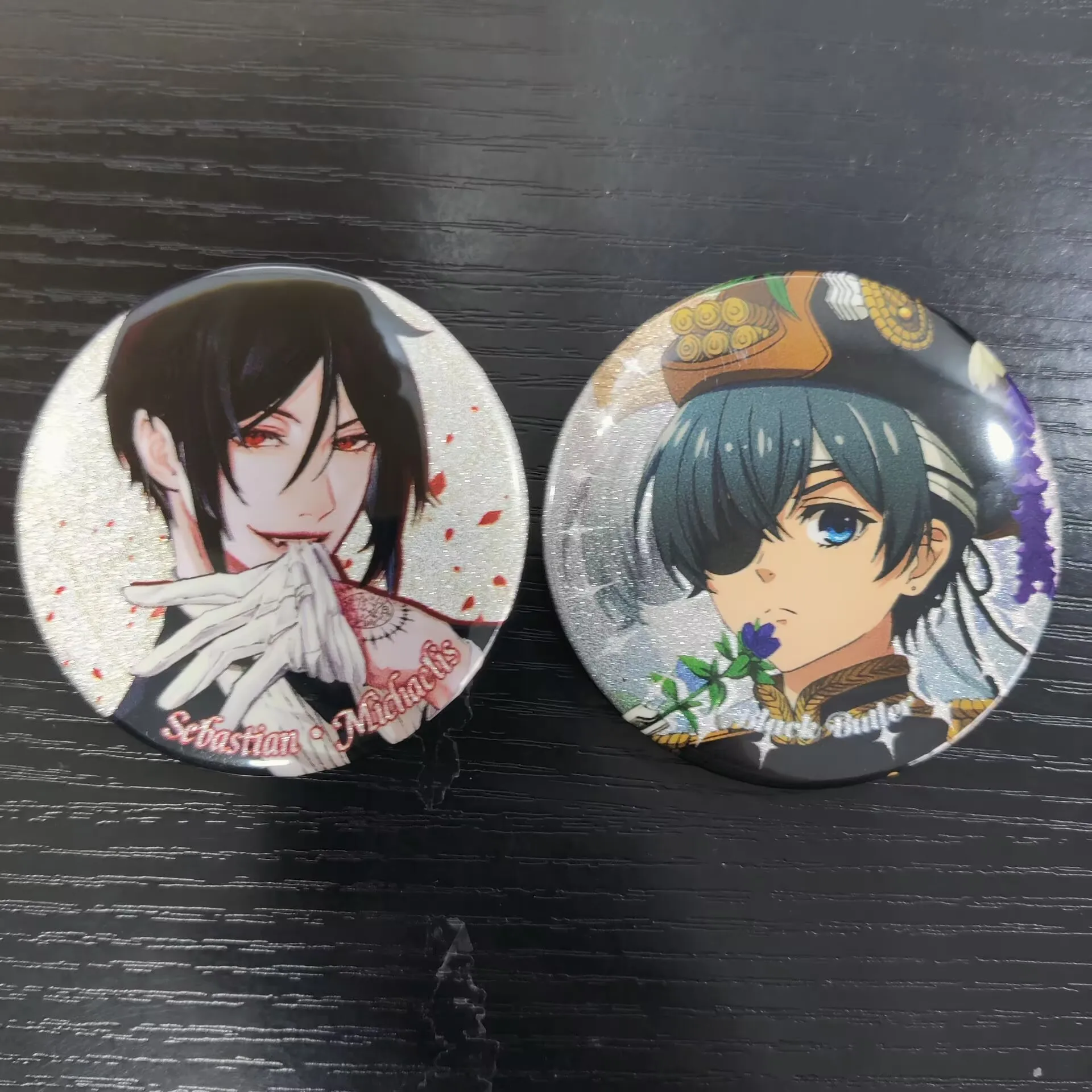 Black Butler Hot Anime Figures Ciel Phantomhive Metal Badge Character Sebastian Michaelis Exquisite Decor Pins Christmas Gift