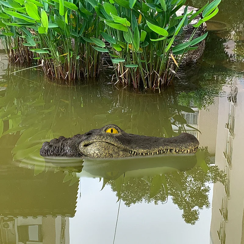 Cabeza de cocodrilo para patio, estanque, adornos de animales flotantes, parque, piscina, adornos de simulación, decoración de jardín al aire libre