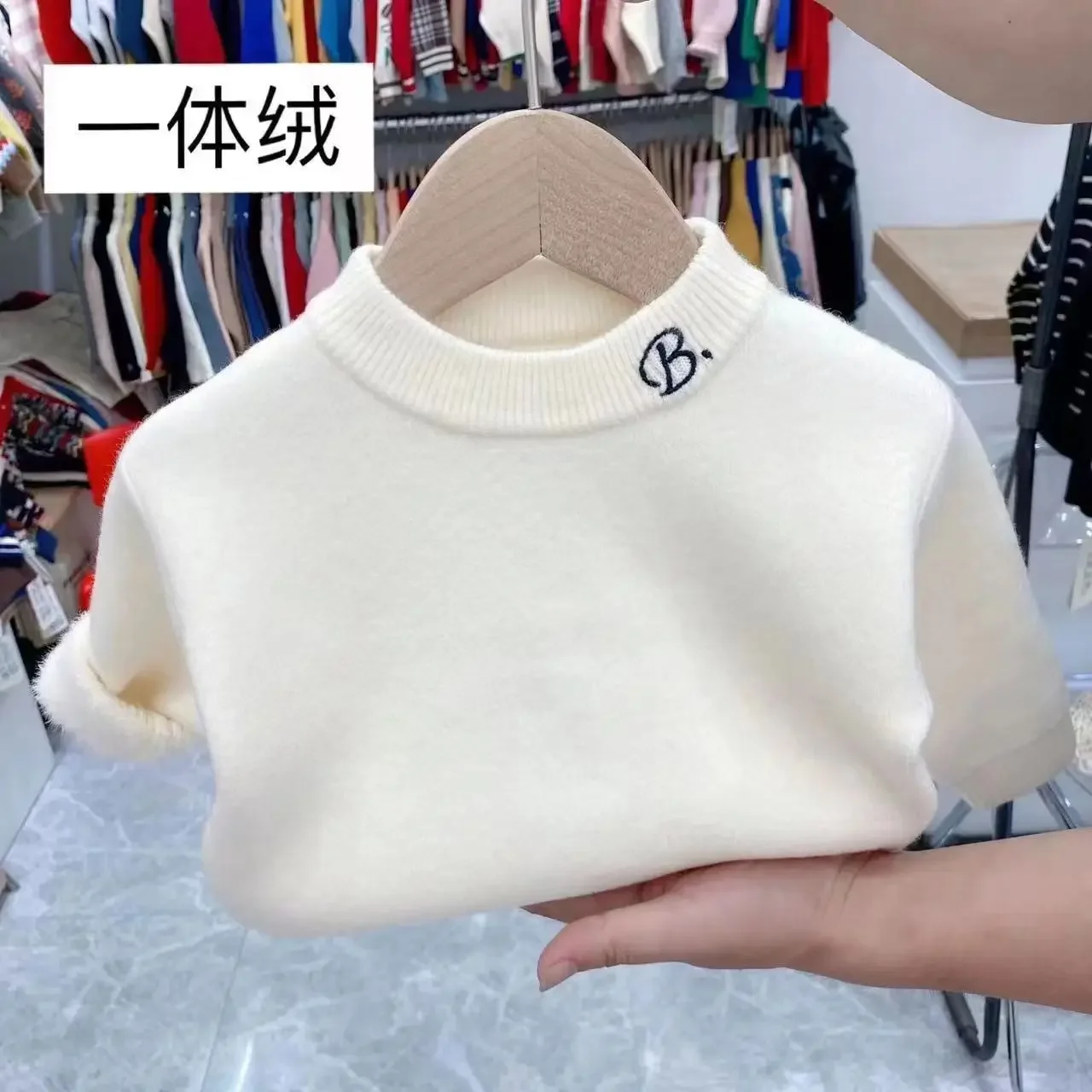 Boys\' Thicken Sweater Imitation Mink Fleece Plush Knit 2023 girl Autumn/Winter Pullover Shirt  korean Children sweatshirt