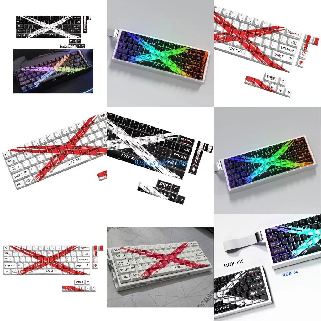 

C7AB Side Print Backlit Keycap 74Pcs Original Profile Objection Sustained for 60 61 65 67 68 Mechanical Keyboards