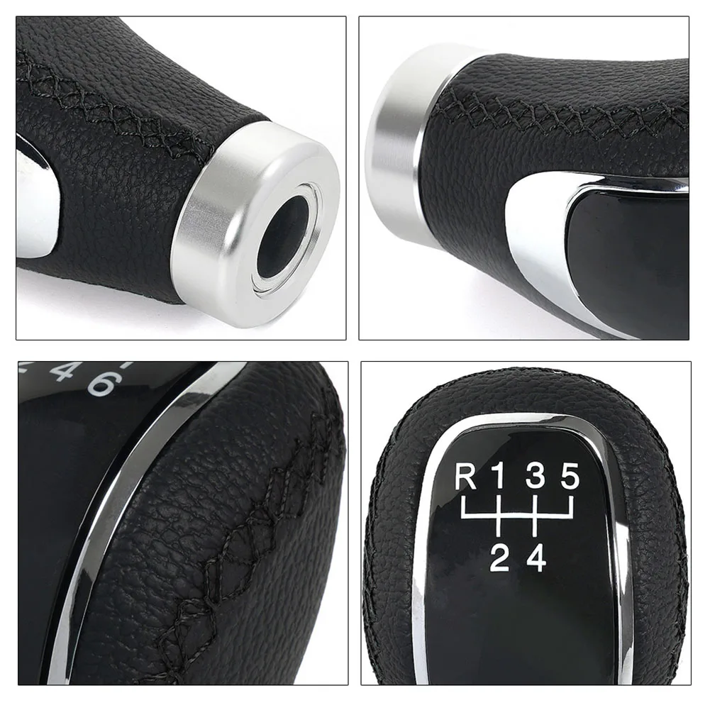 5 6 Speed Compatible Wide-Fit Shift Knob Faux Leather Cover ABS Construction Engraved Speed Markings Comfort Grip
