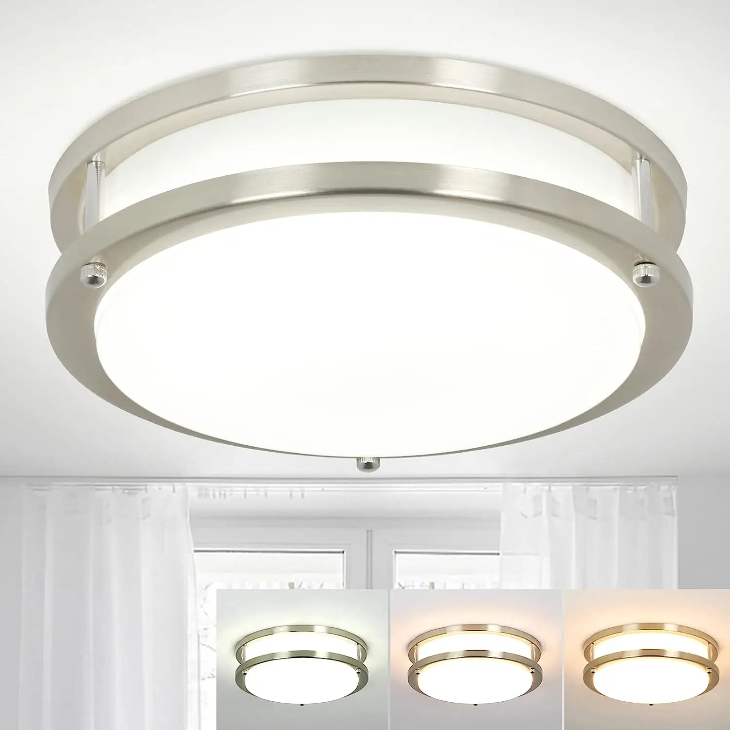 

24W Modern Flush Mount Ceiling Light 10-in Dimmable LED Ceiling Light Fixture Round Close to Ceiling Lights for Bedroom