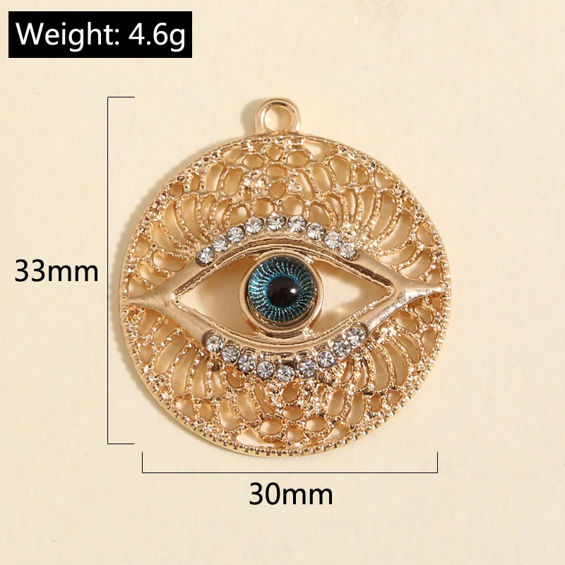 5pcs Gold Color 33x30mm Punk Hollow Eye Charms Enamel Pendant Fit Necklace Bracelet DIY Handmade Jewelry Making Finding Supplies