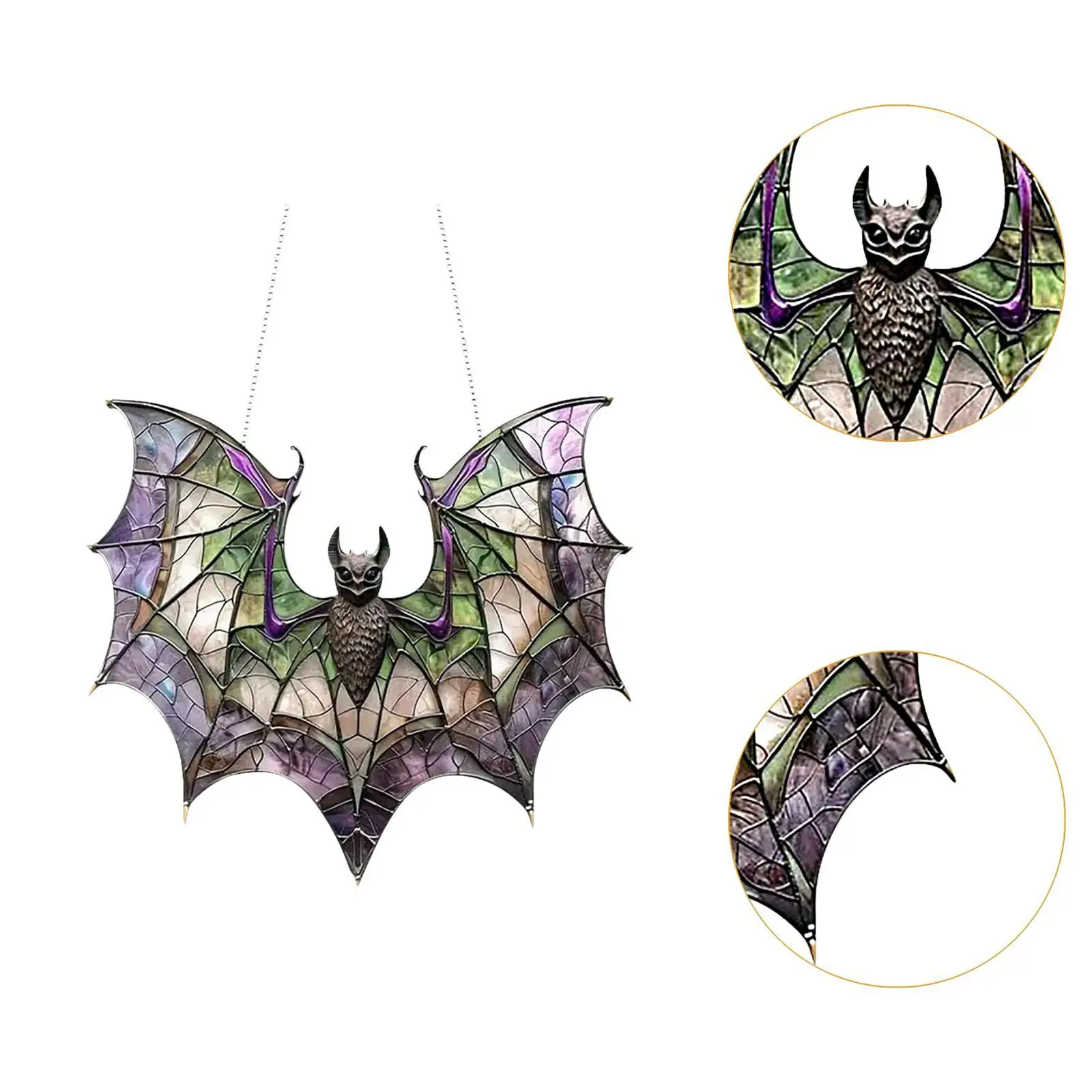 Bat Suncatcher Bat Stained Glass Window Hanging Theme Party Decor Halloween Hanging Ornament for Kitchen Office Halloween