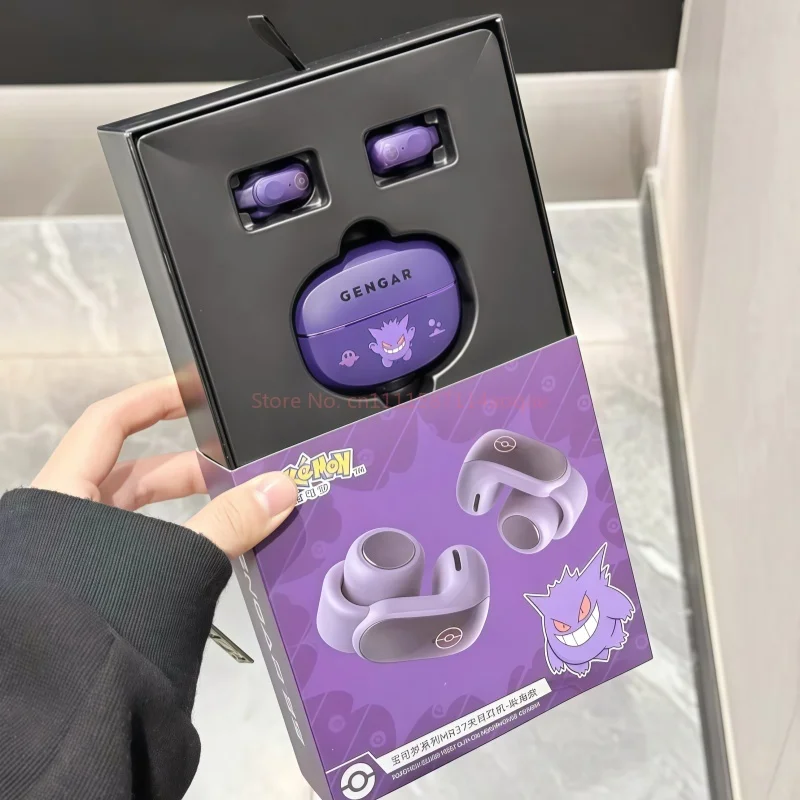 

Genuine Gengar PokéMon Bluetooth Headset Ear Clip Hifi Stereo Wireless Game Sports Earbuds Long Battery Life Trendy headset