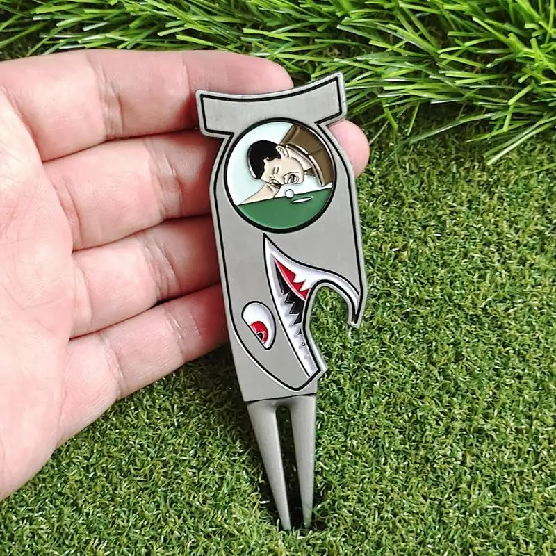 Golf Divot Tool Magnetic Golf Ball Marker With Hat Clip Stainless Steel 4 In 1 Bottle Opener Golf Club Holder Golf Accessories