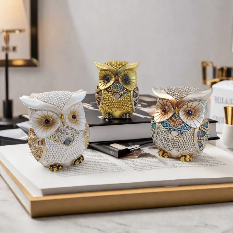 

Resin Owl Statue Cute Animal Sculptures Nordic Bird Figurines Bookshelf Landscape Figure Office Cabinet Decor Friend Gift