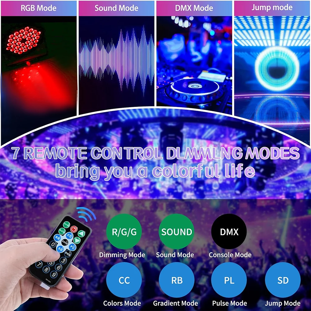 4 Uds 36 LED etapa a todo Color plano Par efecto de iluminación RGB 3 en 1 DMX 512 DJ Fiesta Disco vacaciones Navidad Club boda espectáculo luces