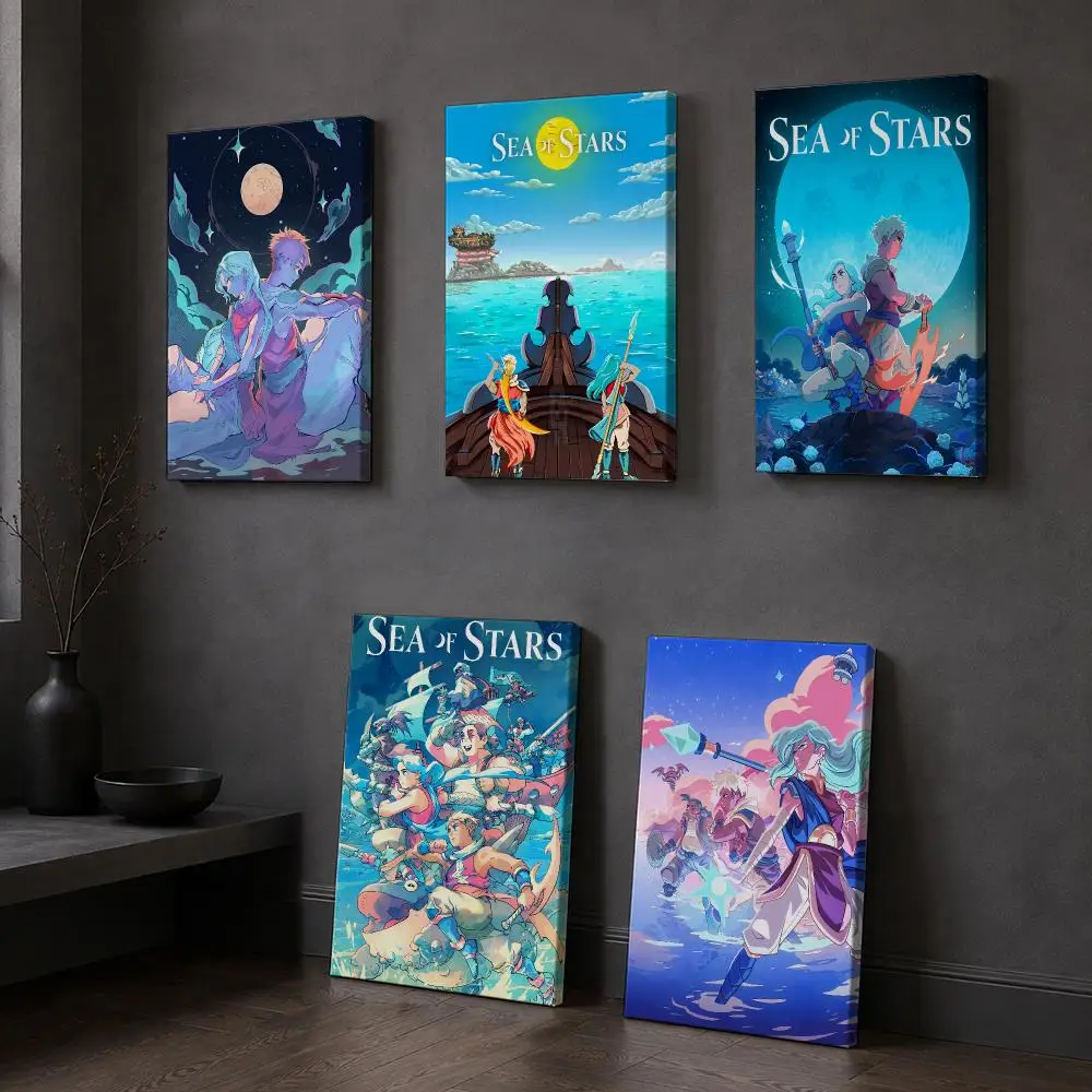 Game S-Sea Of S-Stars Framed Wall Painting Wood Framed Canvas Poster HD Wall Art For Bedroom Hallway Bar Office Home Decor