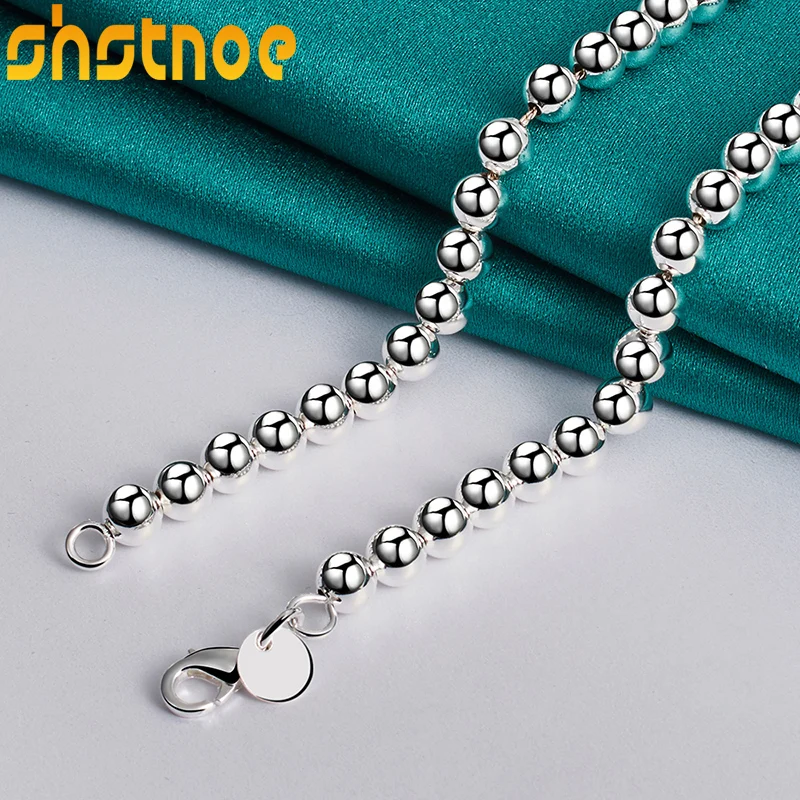 925 Sterling Zilver 6Mm Smooth Kralen Bal 18 Inch Chain Ketting Voor Vrouwen Party Engagement Wedding Fashion Charm Sieraden