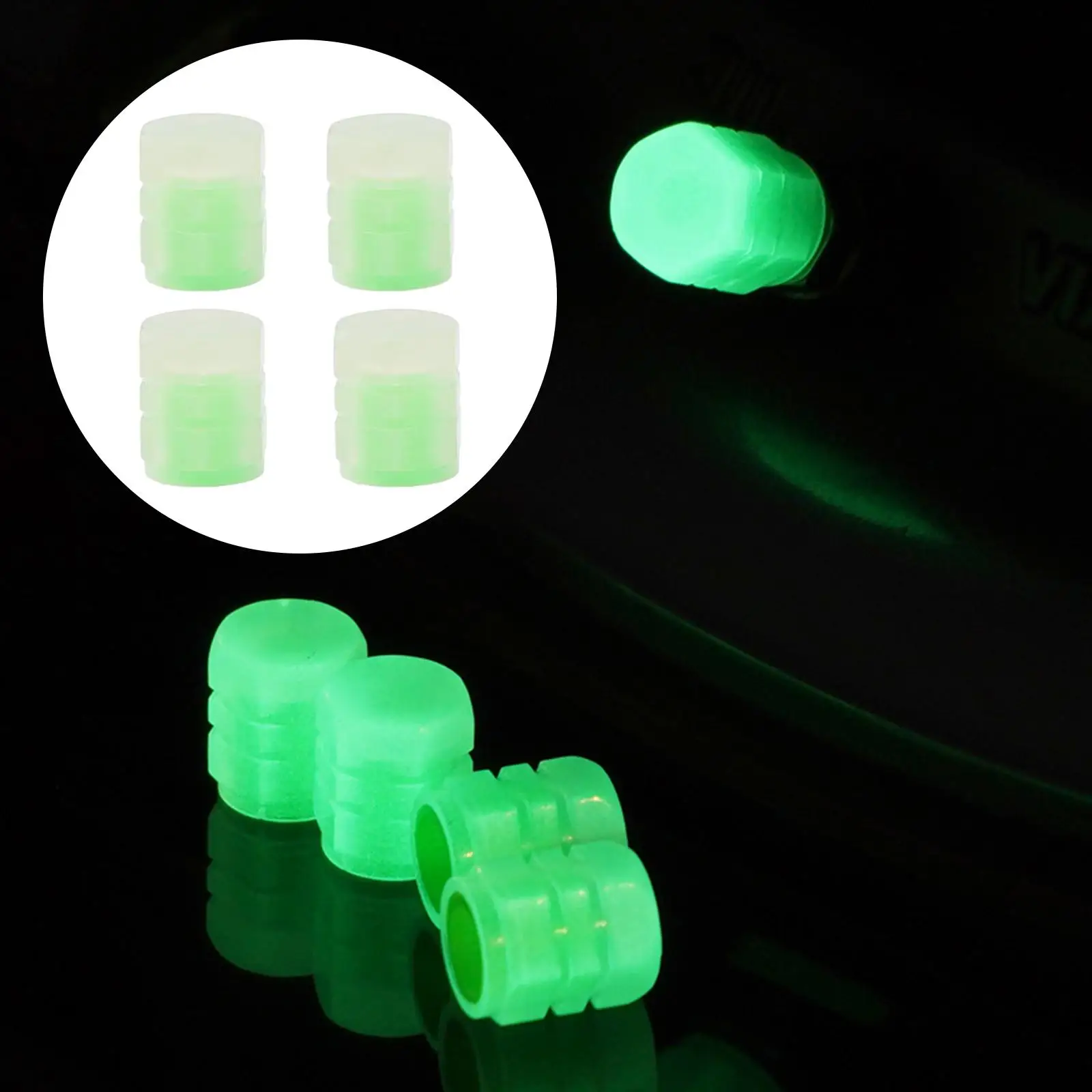 4 Count Luminous Tire Valve Stem Caps Tire Decoration Auto Styling Fashion