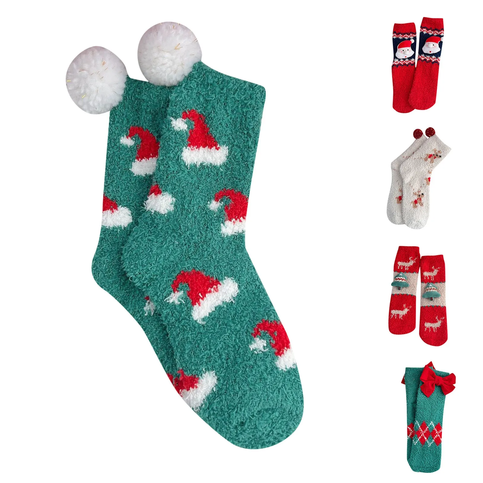 

Winter Warm Socks Women penguin Plush Soft Female Non Grip Floor Slippers Short Sock Fuzzy Fluffy Deer Elk Bear Christmas Gift