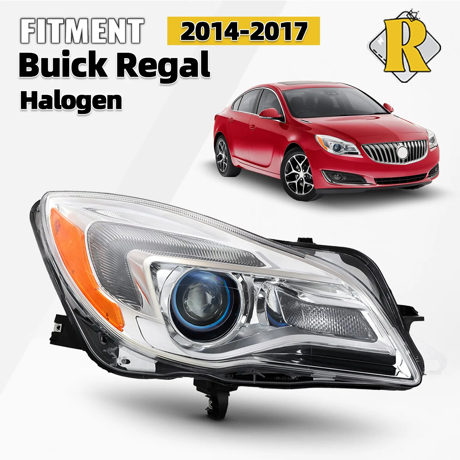 

For 2014-2017 Buick Regal Halogen Headlight w/Bulb Chrome Right Passenger Side