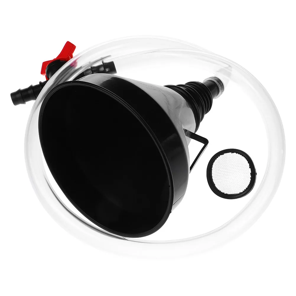 1Set Extended Flow Tube Oil Funnel with on Off Valve Wide Opening Long Hose for Car Engine Oil Transmission Fluid Coolant