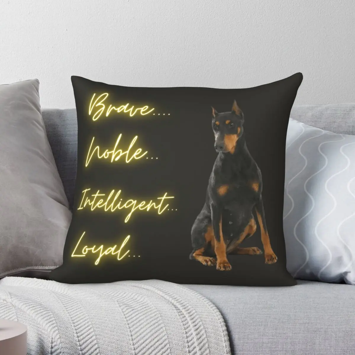 Doberman The Wonderful Breed Pillowcase Polyester Linen Velvet Pattern Zip Decor Pillow Case Sofa Seater Cushion Cover 45x45