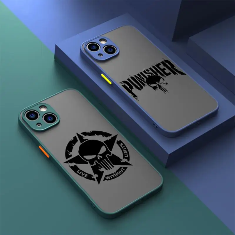 phone case for Apple iPhone 11 Pro Max 15 13 14 Plus 8 12 Mini SE XS Protective Sleeve Cover funda Marvel Punisher Anti-Hero