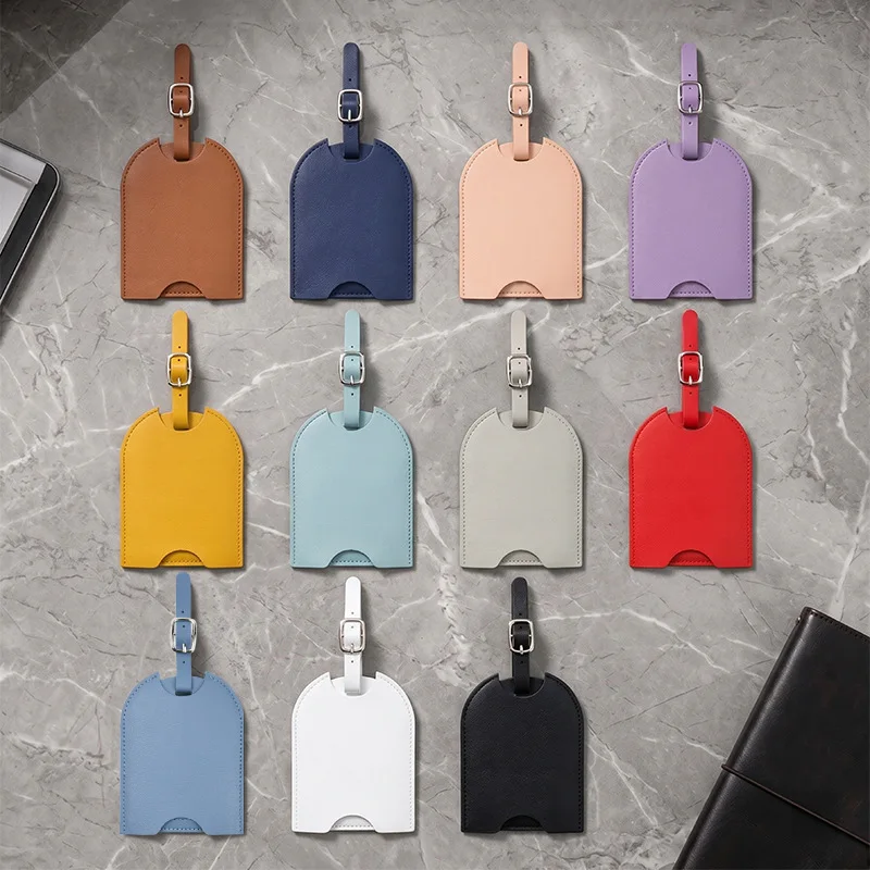 Men Women PU Leather Cute Luggage Tag Suitcase Address Label Baggage Boarding Bag Tag Name ID Address Holder Travel Accessorie