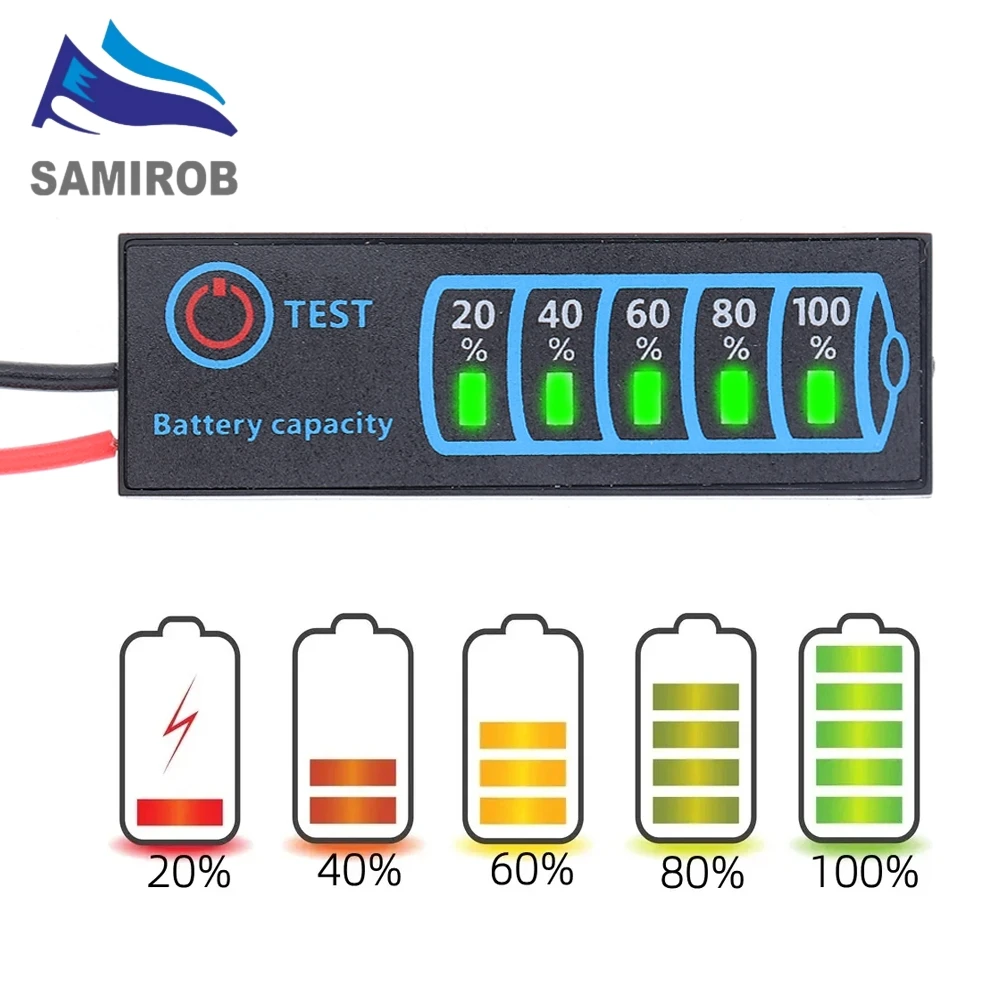 

DC5V-30V 2-8S Battery Level Indicator Ternary Lithium Battery Lithium Iron Phosphate Lead-Acid Battery Capacity Display Tester
