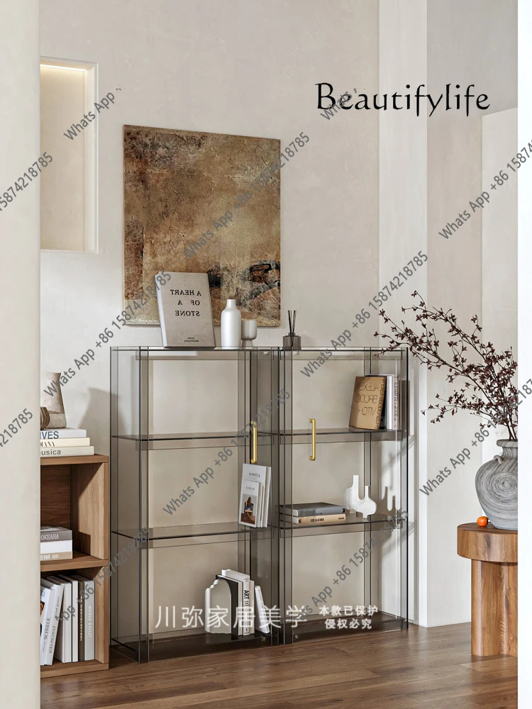 J Dust-proof Bookshelf Acrylic Floor-to-ceiling Shelf Integrated Wall Bookcase Cosmetics Bag Storage Rack