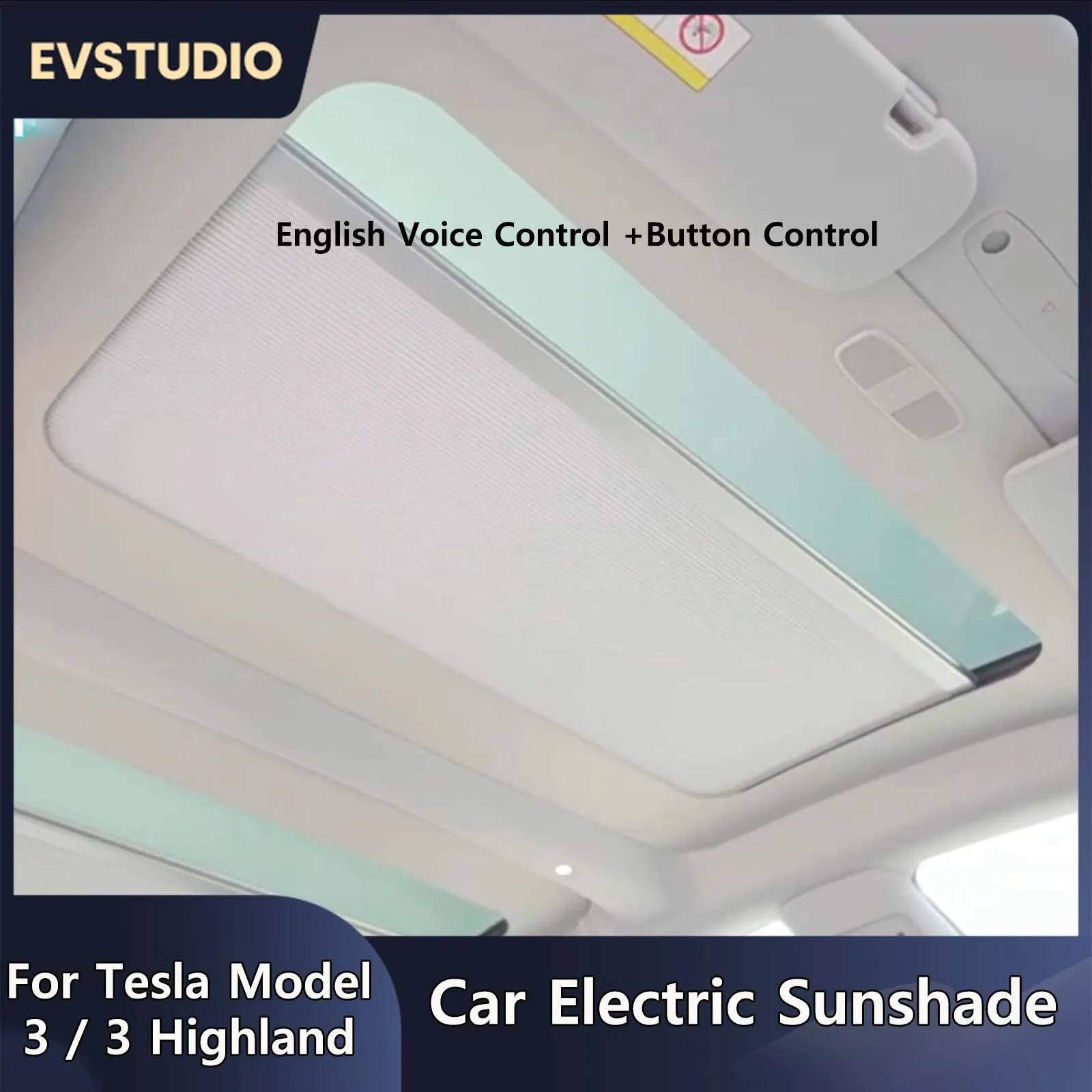 

Новейший английский электрический солнцезащитный козырек с голосовой кнопкой для Tesla Model 3, встроенный автомобильный солнцезащитный козырек Highland на крыше, плиссированный солнцезащитный козырек
