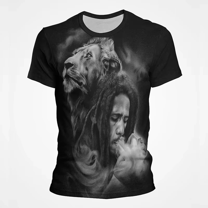 

Rock Is An Attitude Men Clothing 3d Printed Men Bob Marley Rock Band Printed T-Shirt Men Loose Casual Oversized Short Sleeve Top