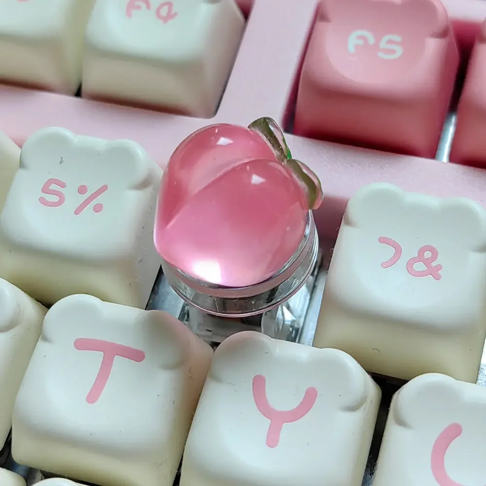 

Transparent personalized keycap round mechanical keyboard cute R4 pink peach customizable keycap cartoon