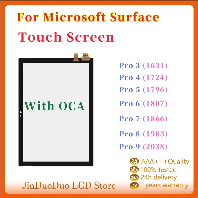 

Touch Screen For Microsoft Surface Pro 3 1631 Pro 4 1724 Pro 5 1796 Pro 6 1807 Pro 7 1866 Pro 8 1983 Pro 9 Touch Digitizer Glass