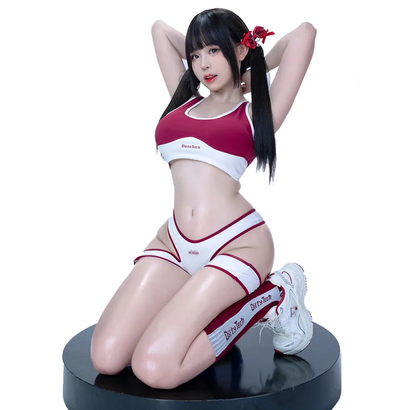 

Японский аниме-костюм для девушки-студентки: гимнастический комплект с вырезами, униформа чирлидерши, сексуальный женский купальник из двух частей с носками в комплекте