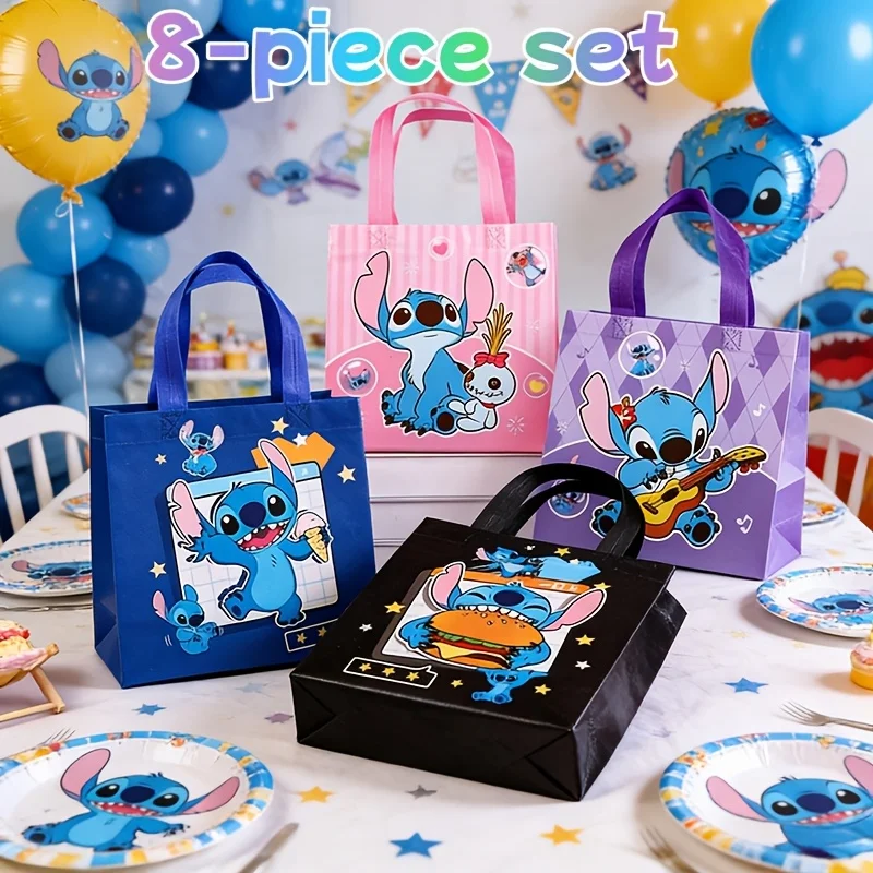 8 bolsas de regalo para documentos con dibujos animados de Disney Stitch, bolsas multiusos para fiestas