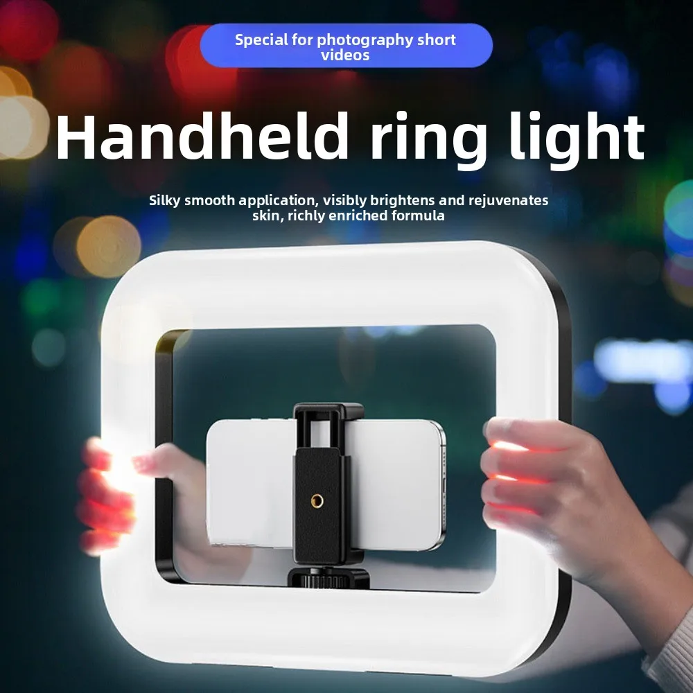 Pratica luce di riempimento per selfie portatile ricaricabile con morsetto Luce video a LED Trucco leggero di riempimento per telefono regolabile a tre colori