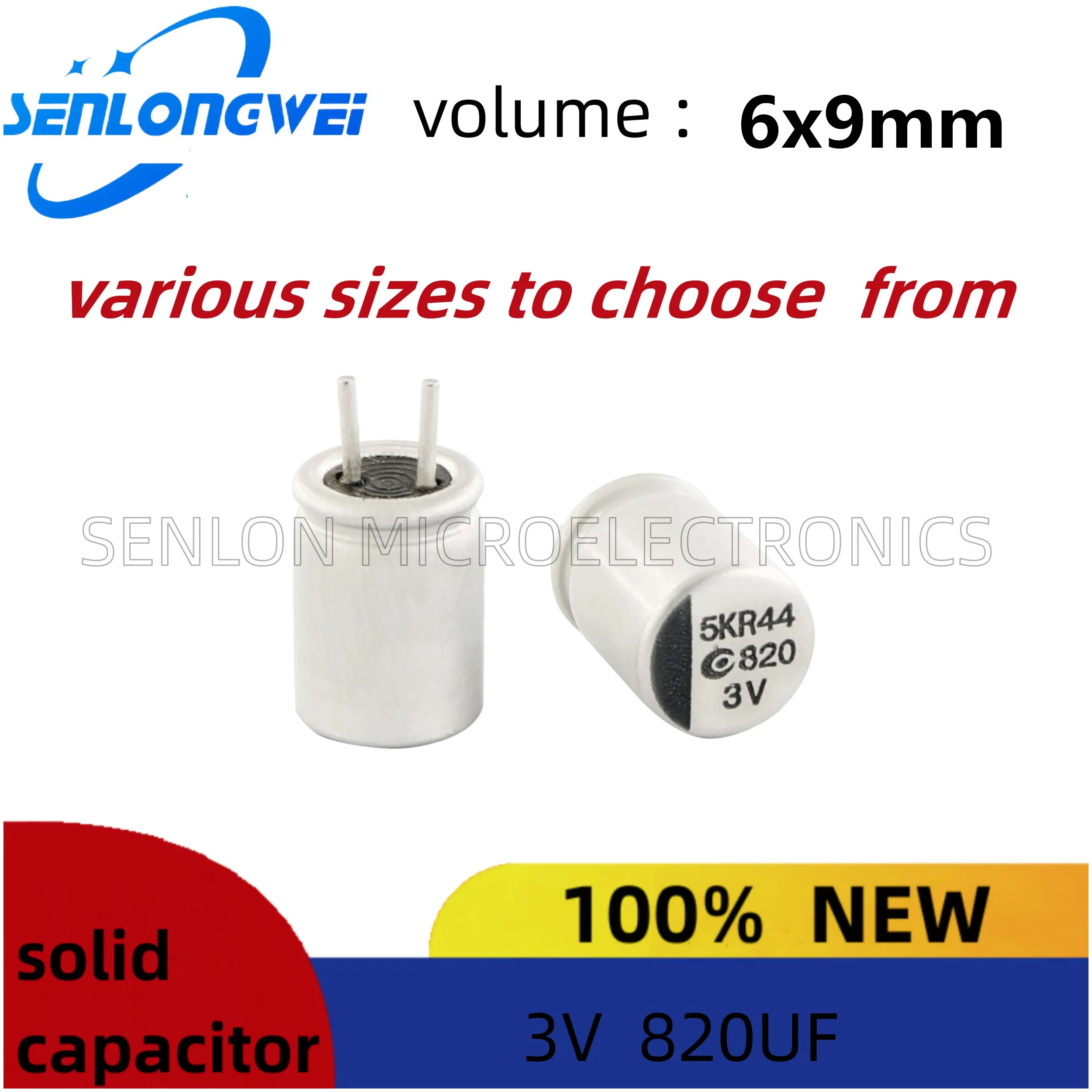 10pcs New original 3V820UF 6X9mm solid capacitor motherboard graphics capacitor Aluminum electrolytic capacitors