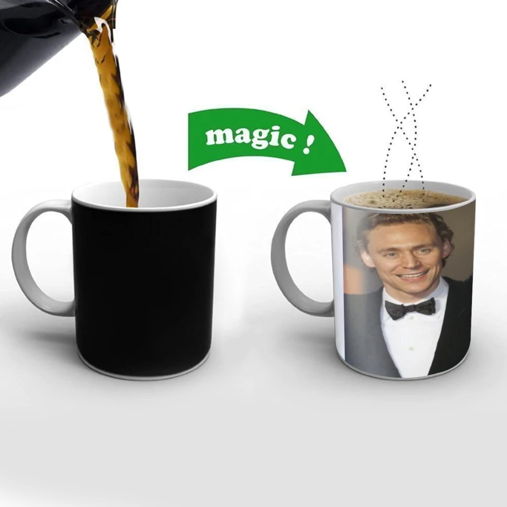 

Tom Hiddleston Free shipping Magic Color Changing Ceramic Coffee Mug Cup Friends Gift