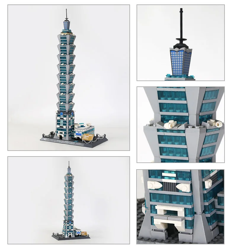 

Современная архитектура: Тайбэй 101 – Креативная модель-конструктор здания финансового центра Тайваня (Китай), коллекционная серия строительных блоков