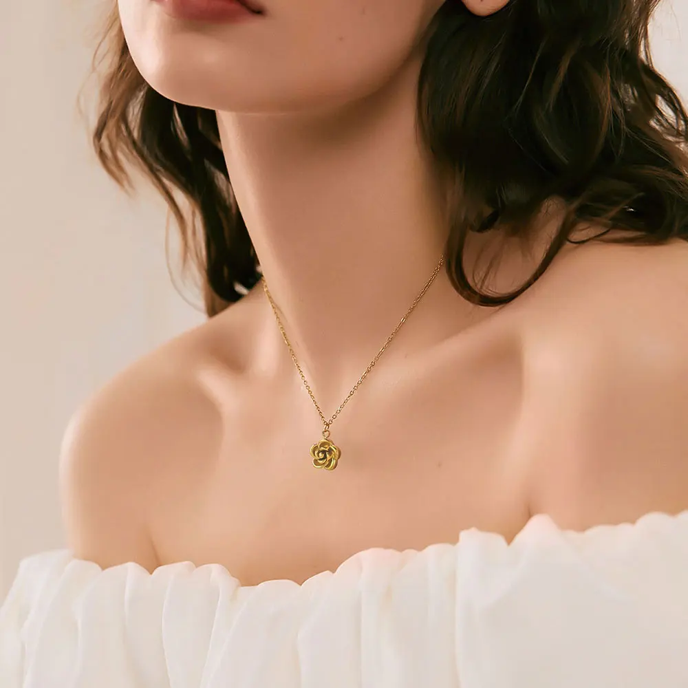 

5 Pcs 8/10mm Gold-Plated Rose Stainless Steel Charms DIY Women's Earrings Necklace Bracelet Jewelry Connector Making Wholesale