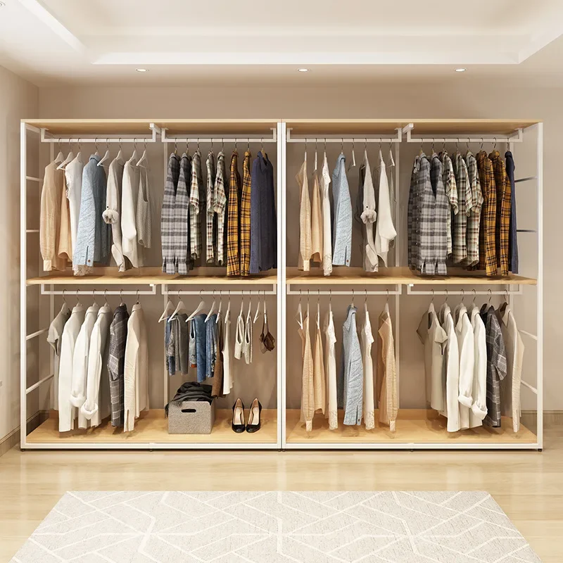 Walk-in closet rack Metal cloakroom rack Wrought iron open