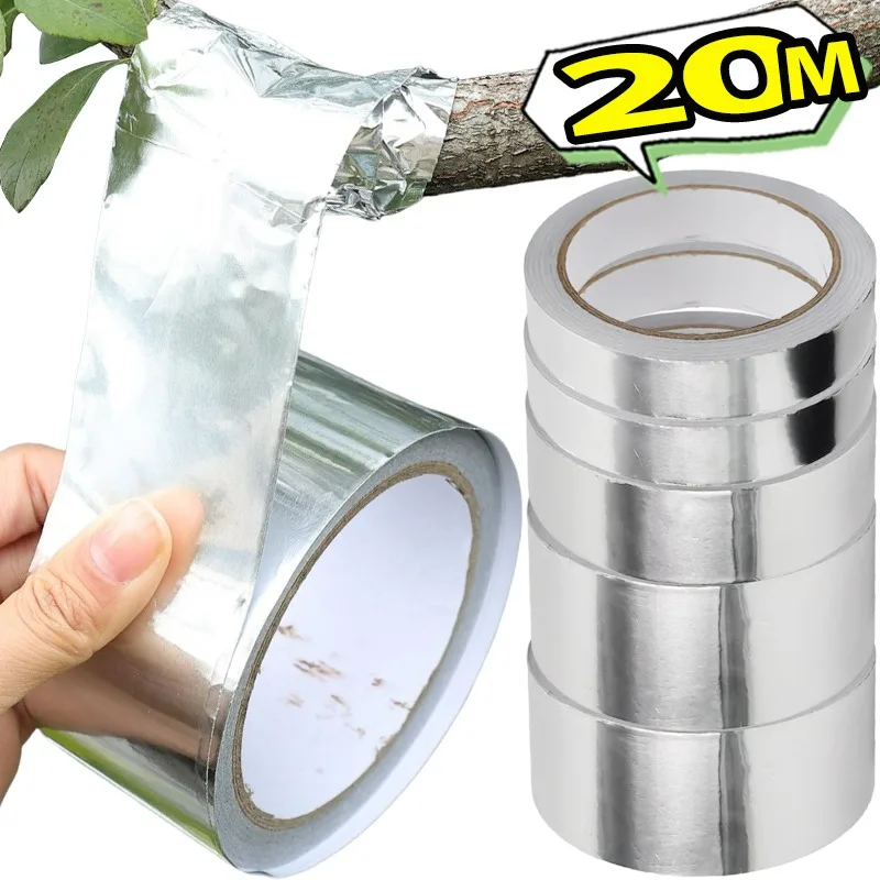 

20М алюминиевая фольгированная лента, термостойкая, с клеевым слоем, для ремонта ран на деревьях, герметизирующая, для кухонных труб, водонепроницаемая