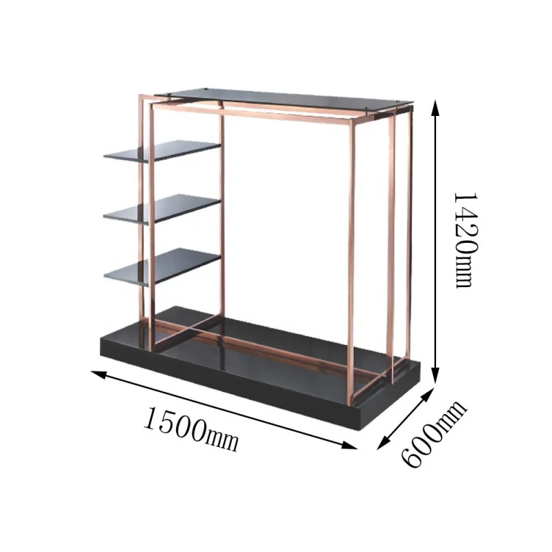 custom，Rose Gold Clothes Display Stand Rack Top with Glass